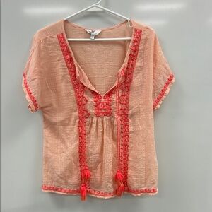 Vineyard Vines Coral Blouse with Orange Details